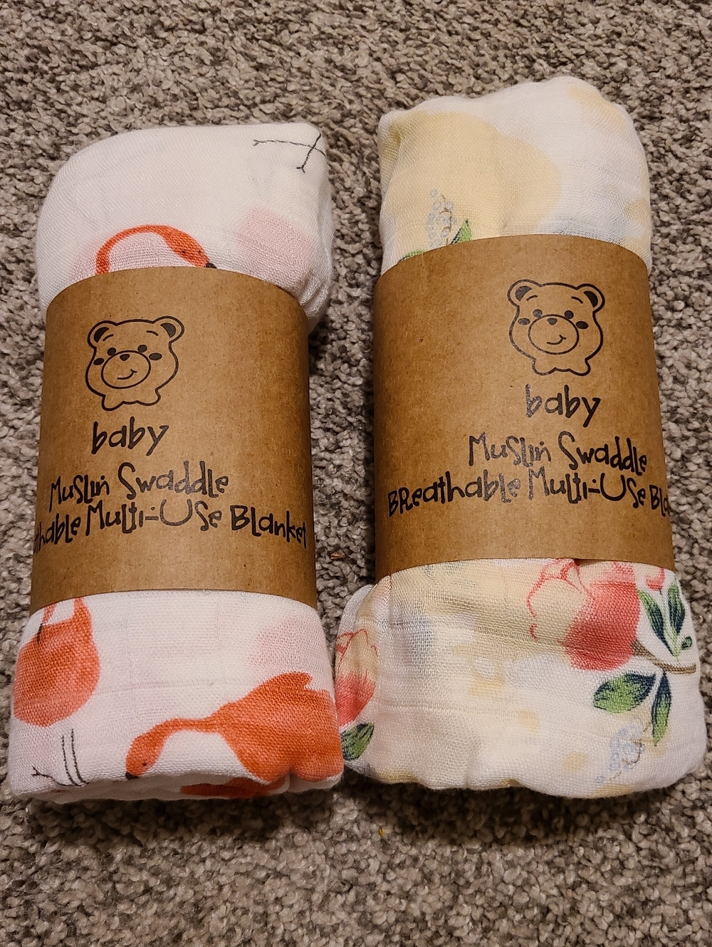 Baby Muslin Swaddle Blankets - Floral Print (Set of 2)
